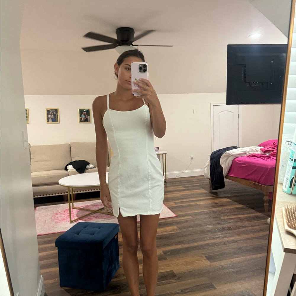 H&M White Spaghetti Strap Slip Mini Dress
